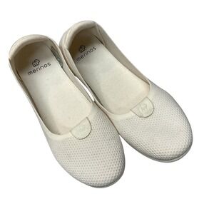 Merinos Women's Natural White Slip On Comfy Lightweight Ballet Flats Shoes Sz 8